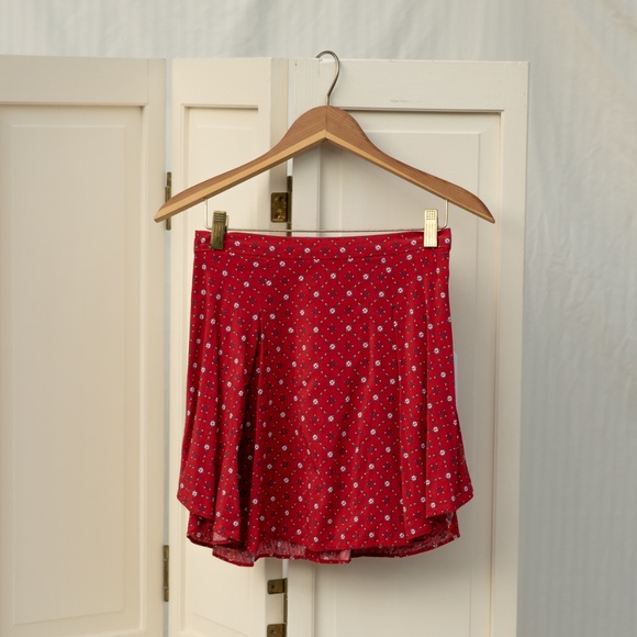 Dresses & Skirts - Red Floral Circle Skirt